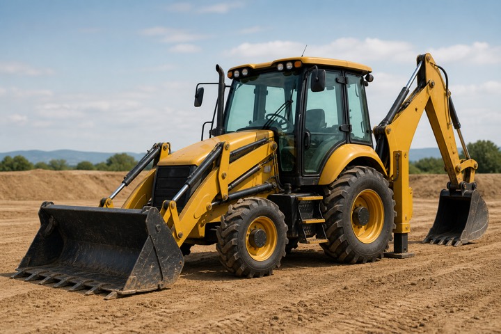 Backhoe loader on a construction site