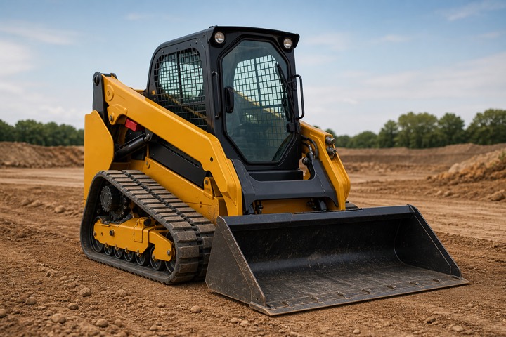 Compact track loader on a construction site