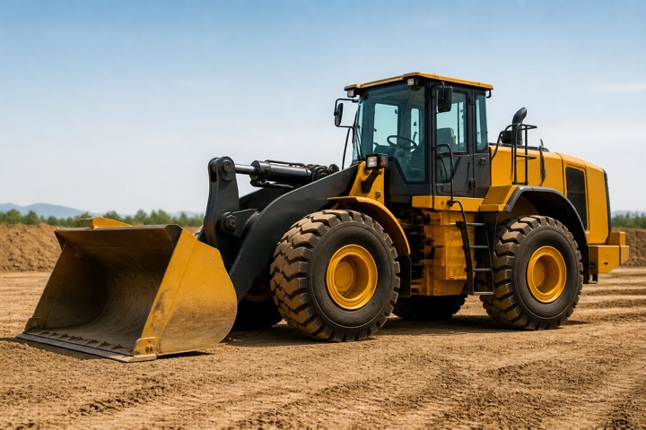 Wheel loader on a construction site